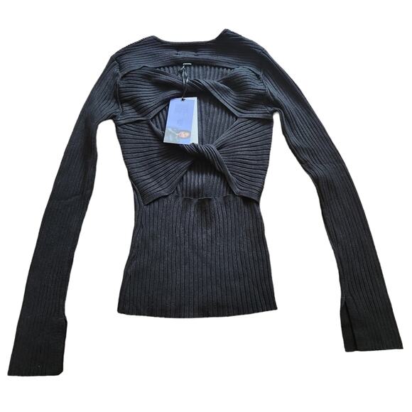 Future Collective Twist open back pullover knit black sweater size small - Picture 4 of 6